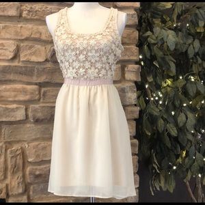 American Eagle cream and pink lace dress